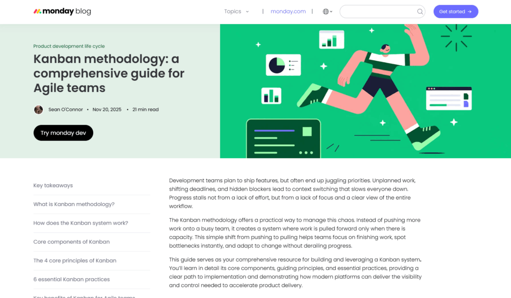 Example of a pillar page from Monday.com